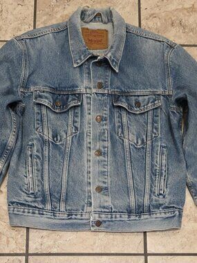 Vintage Levi's 70508 Type 3 Denim Trucker Jacket Sz 38 Faded Distressed Made USA